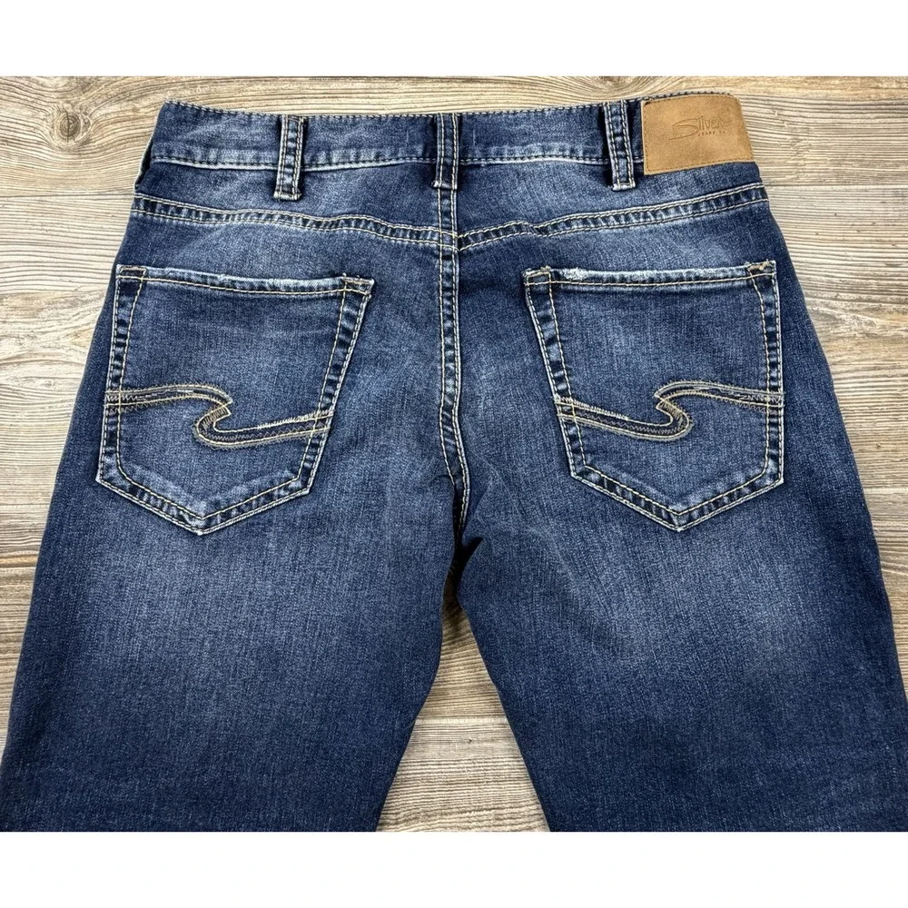 Silver Jeans Co Zac Jeans Mens 32x32 FITS 34x32 Straight Stretch Denim Blue